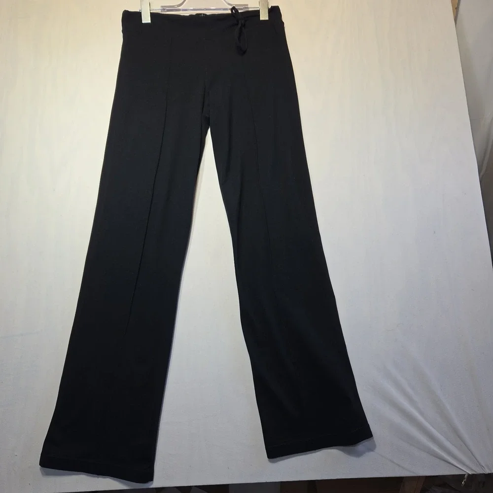 prAna Black Yoga Pants Womens M Made In USA Side Tie Drawstring Wide Leg 29 Inse